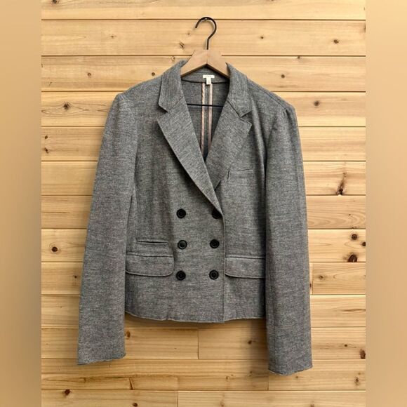 J Crew Size 8 Heather Gray Thandie Double Breasted Wool Blazer Jacket - Picture 1 of 13